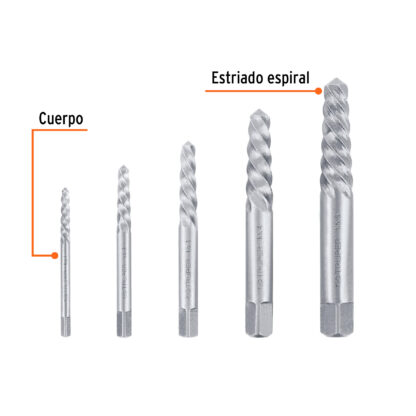 Juego con 5 extractores de tornillos TRUPER - Imagen 2